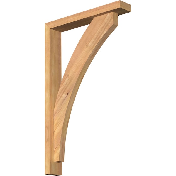 Ekena Millwork Thorton Block Smooth Bracket w/ Offset Brace, Western Red Cedar, 3 1/2"W x 20"D x 32"H BKT0402X20X32THR05SWR - main